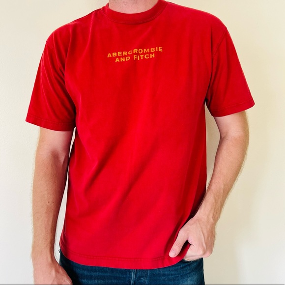 Vintage Abercrombie 100% heavy cotton t-shirt top red logo - Picture 5 of 11